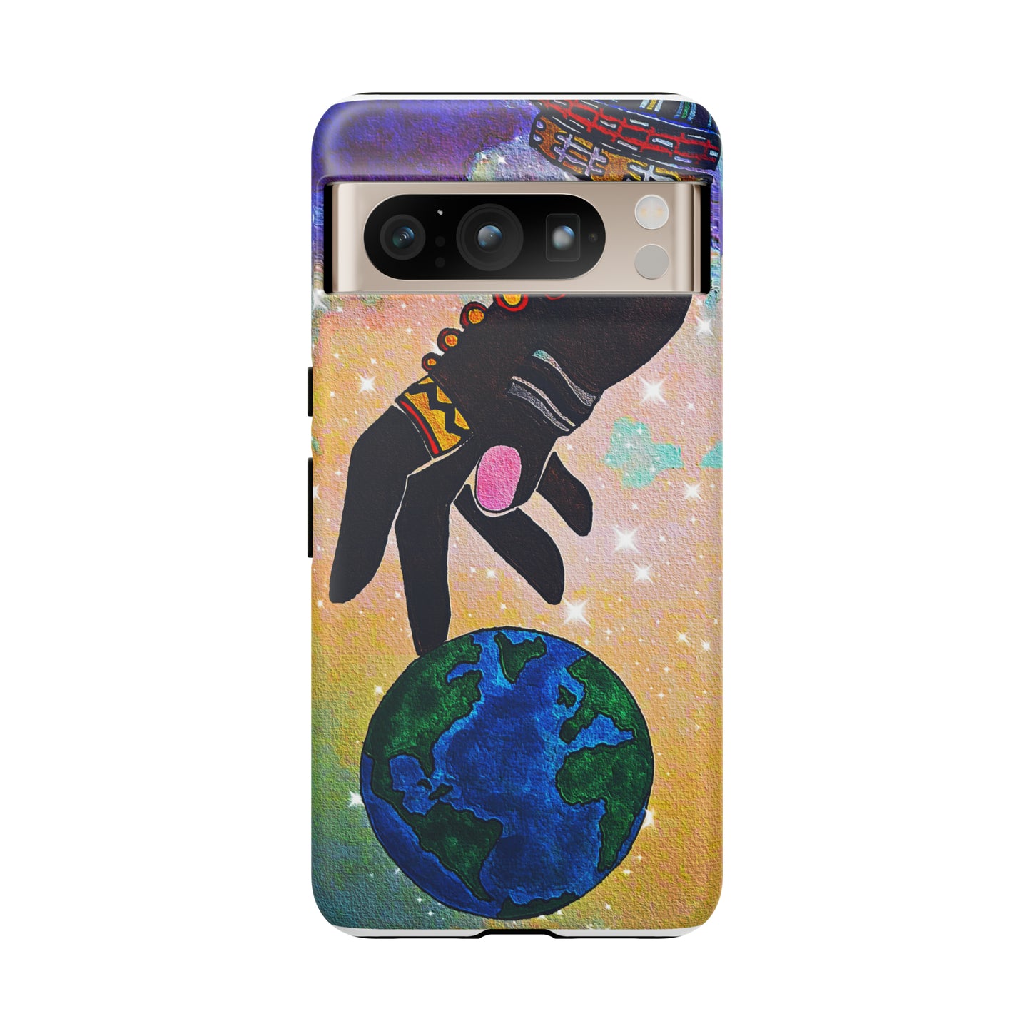 Tough Hand-Designed Ethnic Phone Case - Cosmic Art Dual-Protection for iPhone/Galaxy/Pixel, Glossy or Matte Finish