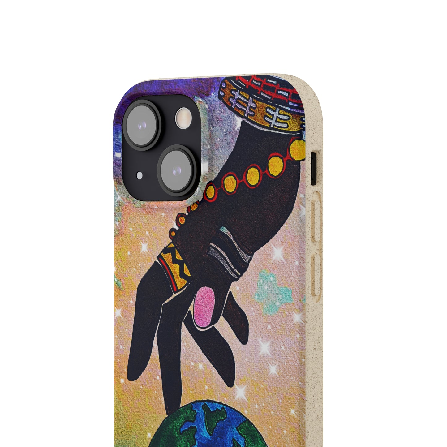 Artistic Biodegradable Case, Cosmic Ethnic Hand Design, Eco-Friendly Phone Accessory,   iPhone and Android