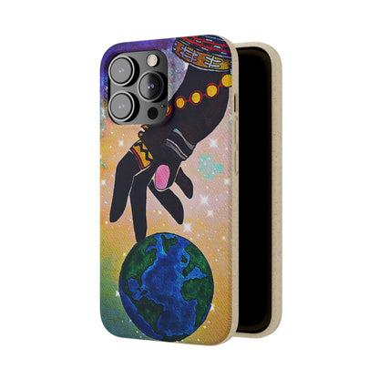 Artistic Biodegradable Case, Cosmic Ethnic Hand Design, Eco-Friendly Phone Accessory,   iPhone and Android