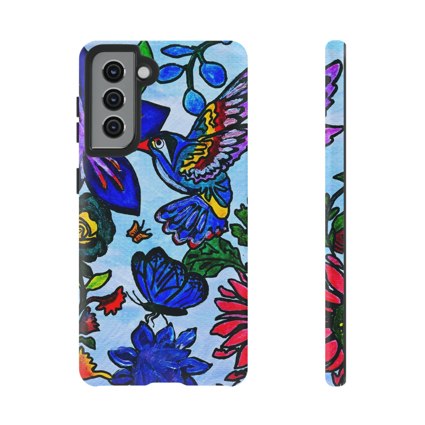 Floral Animal Art Phone Case - Spring Themed, Double Layered for Extra Durability - Tailored for iPhone/Samsung/Pixel