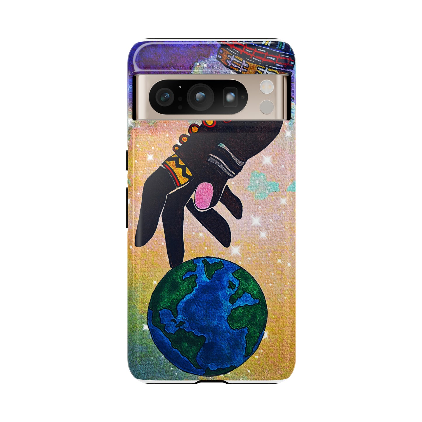 Tough Hand-Designed Ethnic Phone Case - Cosmic Art Dual-Protection for iPhone/Galaxy/Pixel, Glossy or Matte Finish