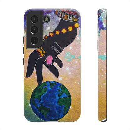 Tough Hand-Designed Ethnic Phone Case - Cosmic Art Dual-Protection for iPhone/Galaxy/Pixel, Glossy or Matte Finish