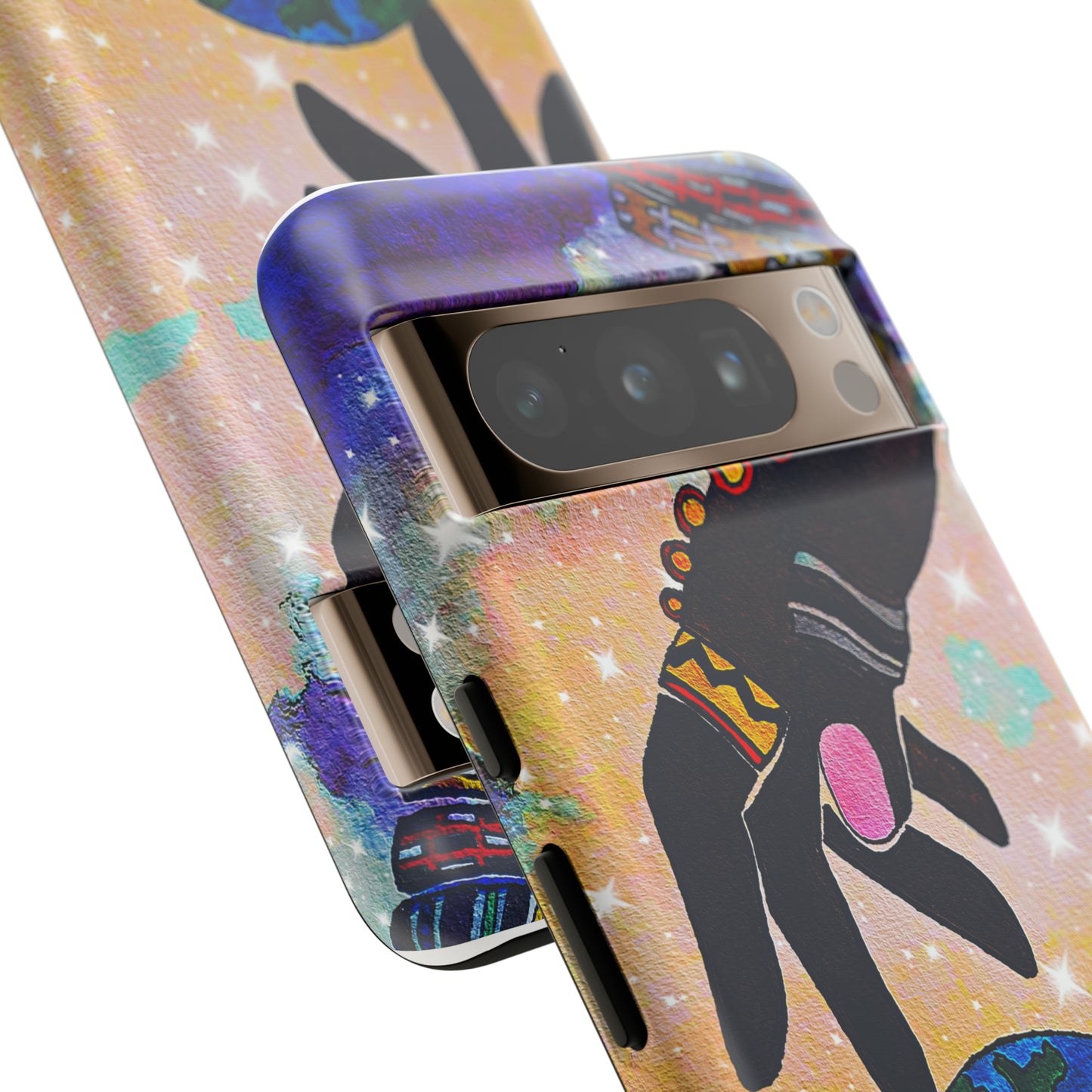 Tough Hand-Designed Ethnic Phone Case - Cosmic Art Dual-Protection for iPhone/Galaxy/Pixel, Glossy or Matte Finish