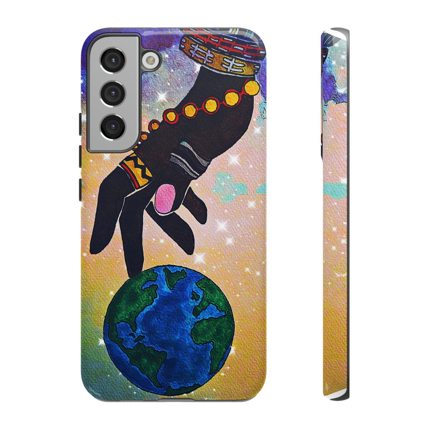 Tough Hand-Designed Ethnic Phone Case - Cosmic Art Dual-Protection for iPhone/Galaxy/Pixel, Glossy or Matte Finish