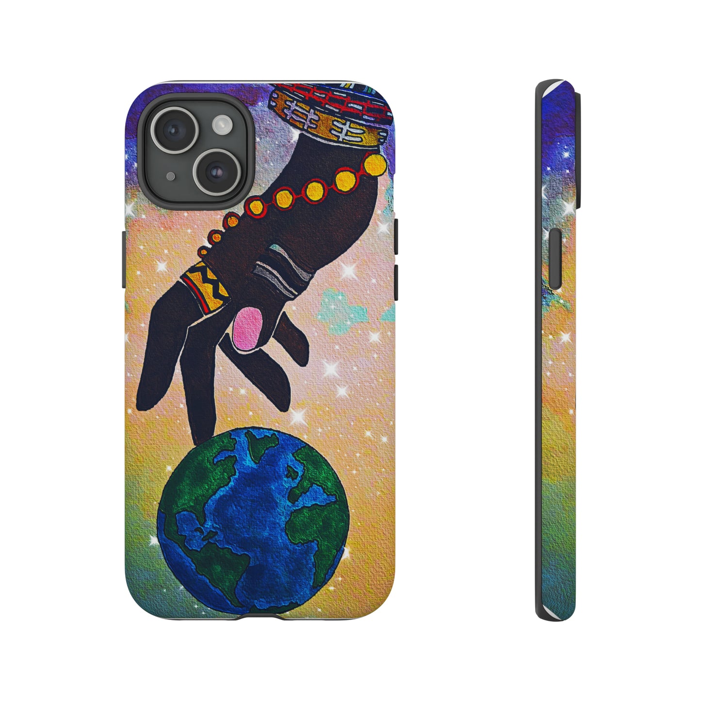 Tough Hand-Designed Ethnic Phone Case - Cosmic Art Dual-Protection for iPhone/Galaxy/Pixel, Glossy or Matte Finish