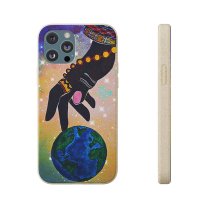 Artistic Biodegradable Case, Cosmic Ethnic Hand Design, Eco-Friendly Phone Accessory,   iPhone and Android