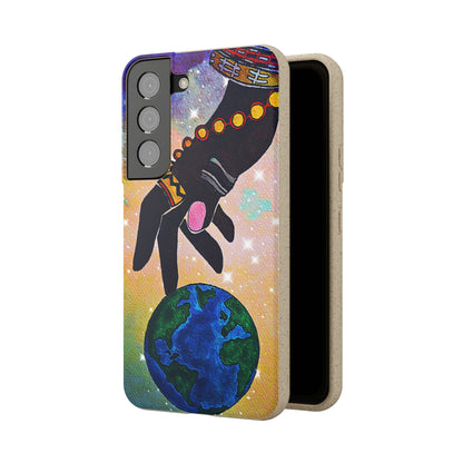 Artistic Biodegradable Case, Cosmic Ethnic Hand Design, Eco-Friendly Phone Accessory,   iPhone and Android