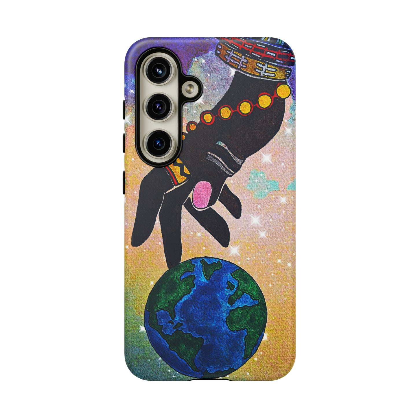 Tough Hand-Designed Ethnic Phone Case - Cosmic Art Dual-Protection for iPhone/Galaxy/Pixel, Glossy or Matte Finish