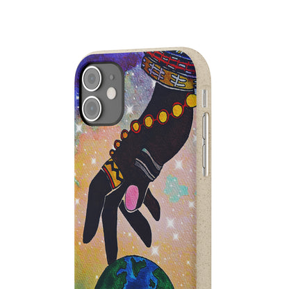 Artistic Biodegradable Case, Cosmic Ethnic Hand Design, Eco-Friendly Phone Accessory,   iPhone and Android