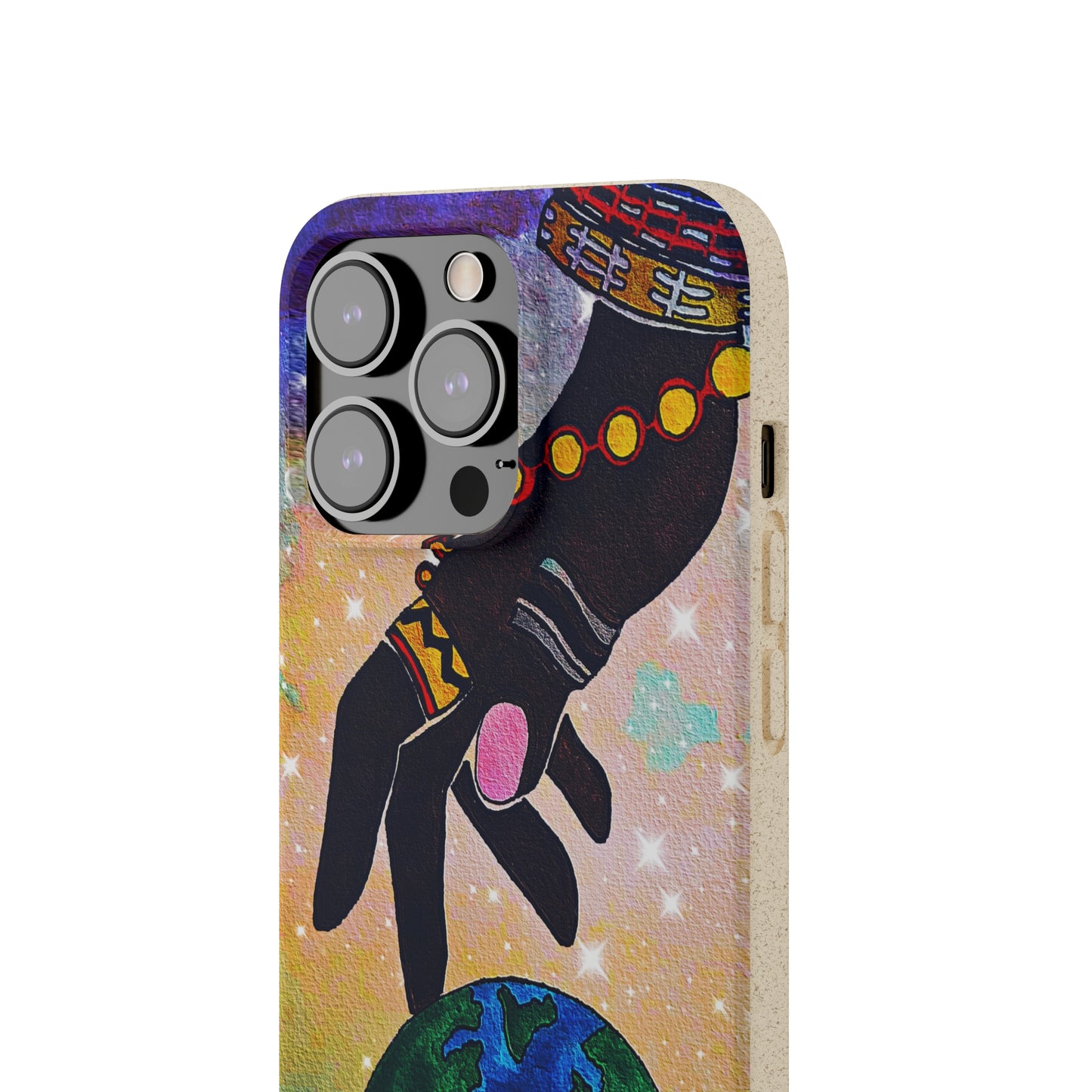 Artistic Biodegradable Case, Cosmic Ethnic Hand Design, Eco-Friendly Phone Accessory,   iPhone and Android