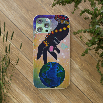 Artistic Biodegradable Case, Cosmic Ethnic Hand Design, Eco-Friendly Phone Accessory,   iPhone and Android