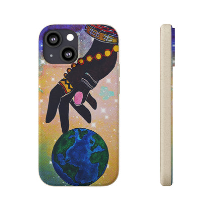 Artistic Biodegradable Case, Cosmic Ethnic Hand Design, Eco-Friendly Phone Accessory,   iPhone and Android