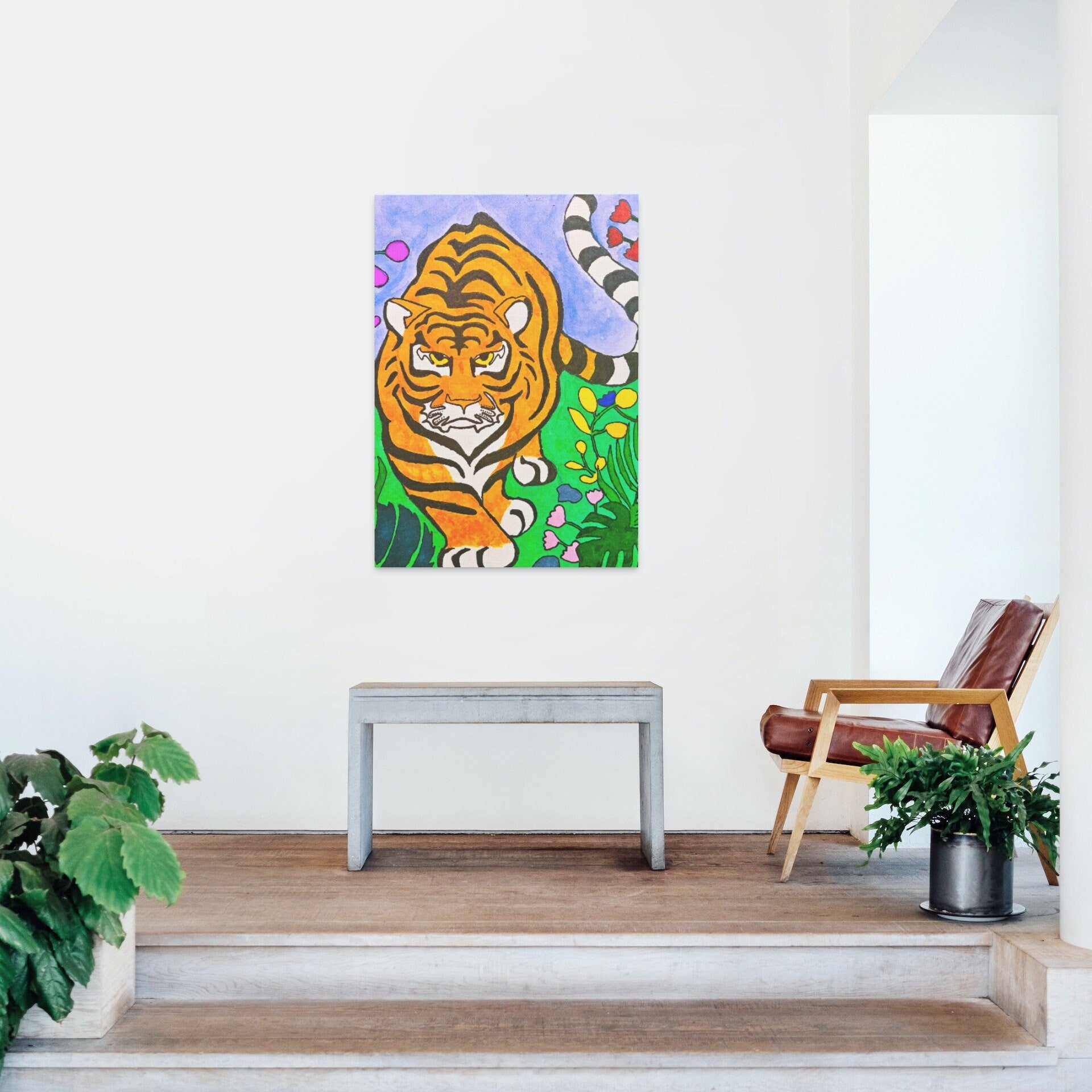 Striking Original Watercolor Tiger Painting - Vibrant Jungle Cat Artwork