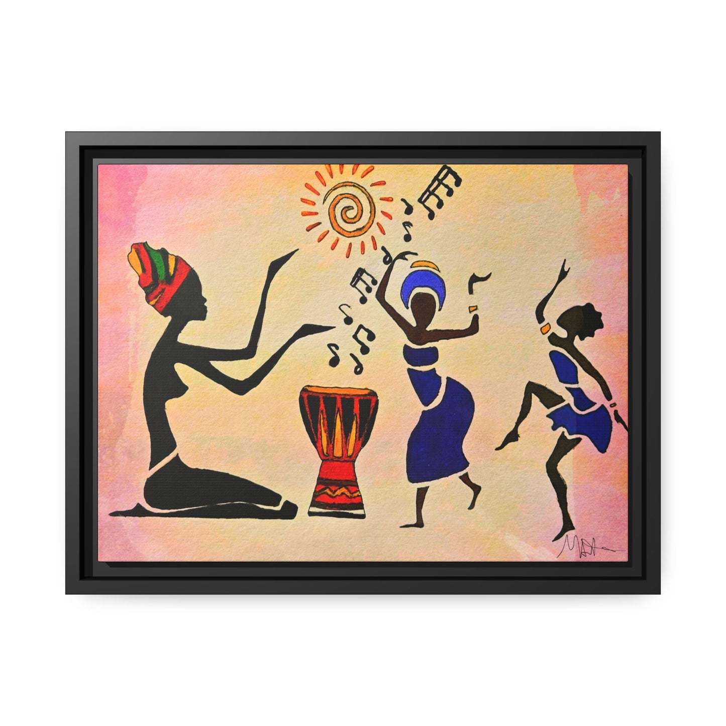 Original Hand Drawn Tribal Music Wall Art, Unique Ethnic Illustration