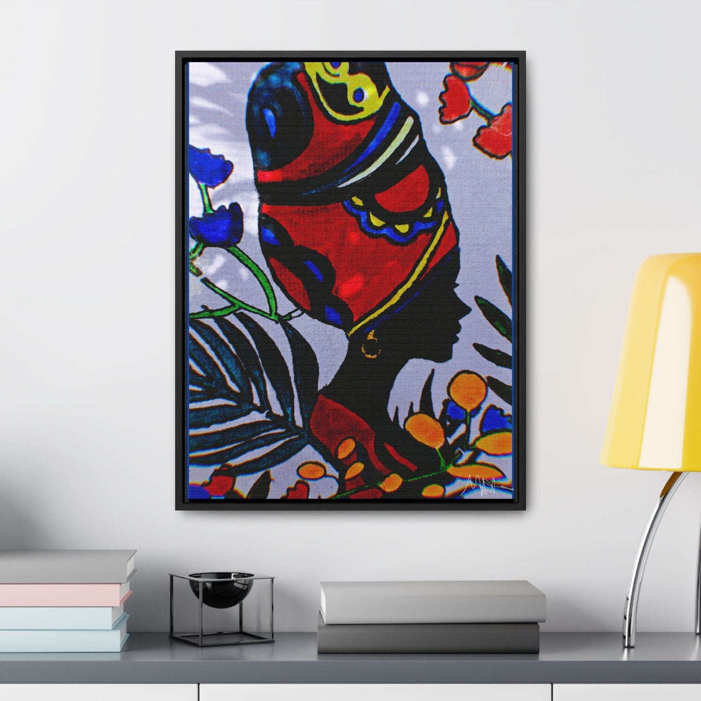 Artisan Black Woman Portrait, Handcrafted Wall Art, Empowering Home Decor, Vertical Frame