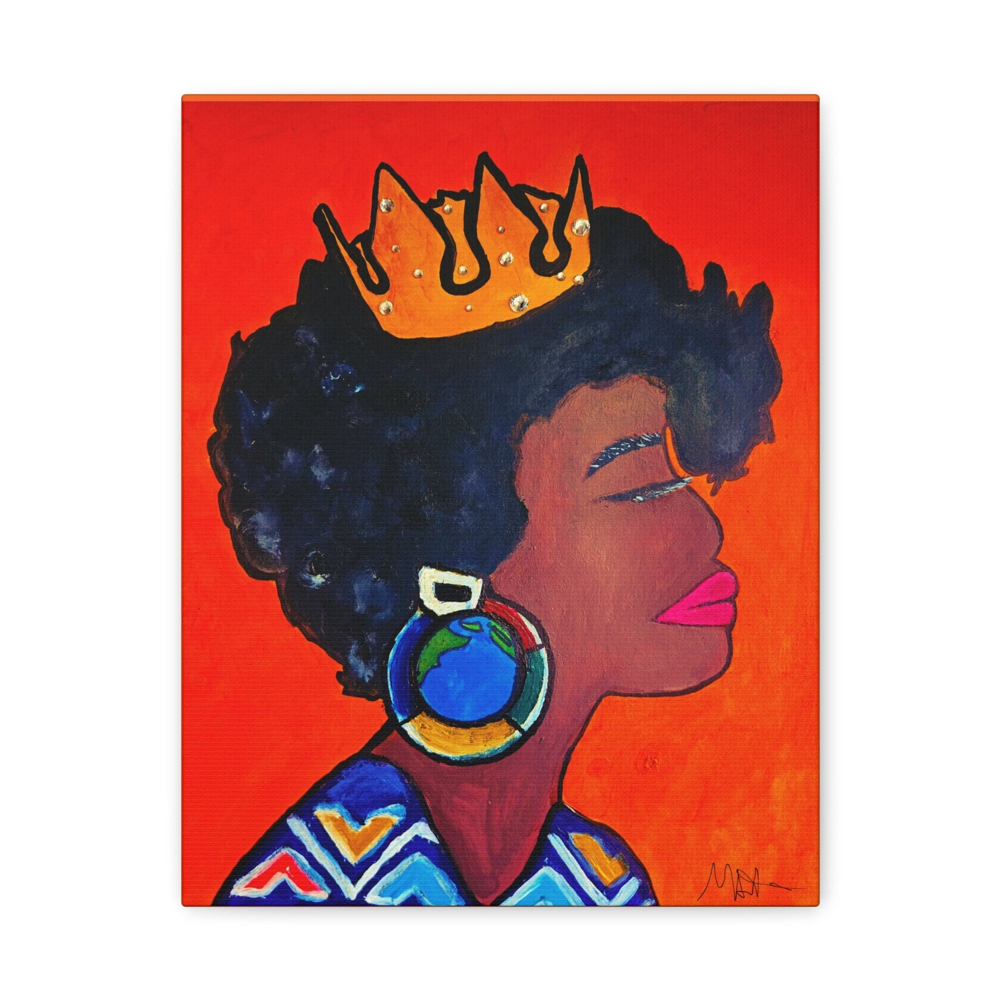 Hand-Painted Artisan Black Woman Portrait, Cultural Home Accent, Statement Piece