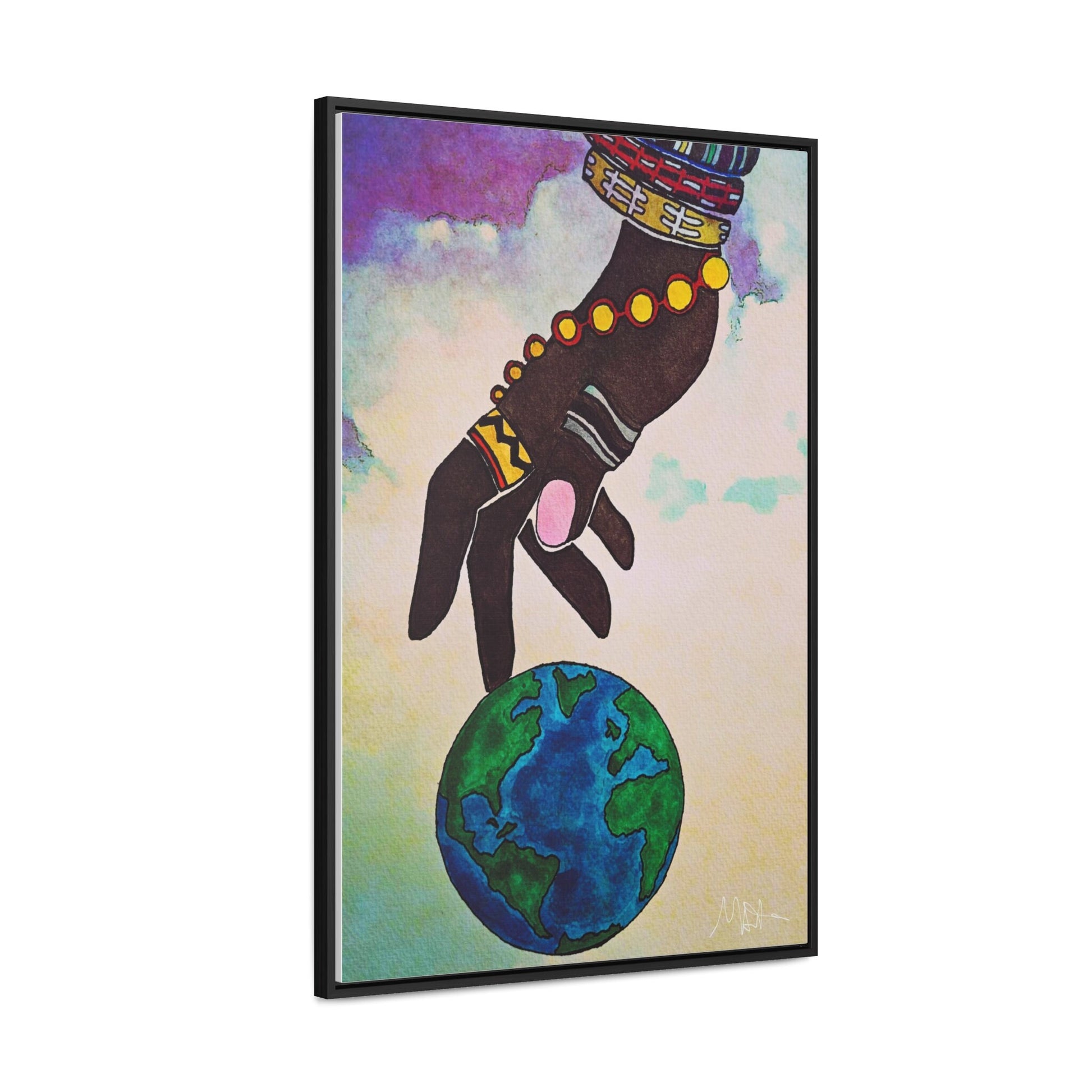 Astronomical Ethnic Wall Art - Stargazer's Dream, Cultural Celestial Scene, Vertical Frame