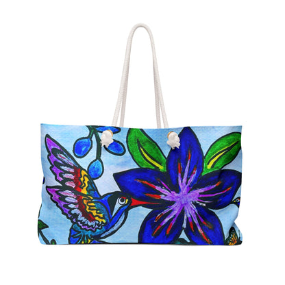 Elegant Artisan Floral Art Weekender Bag - Spring Bloom Travel Duffel, Artistic Overnight Bag