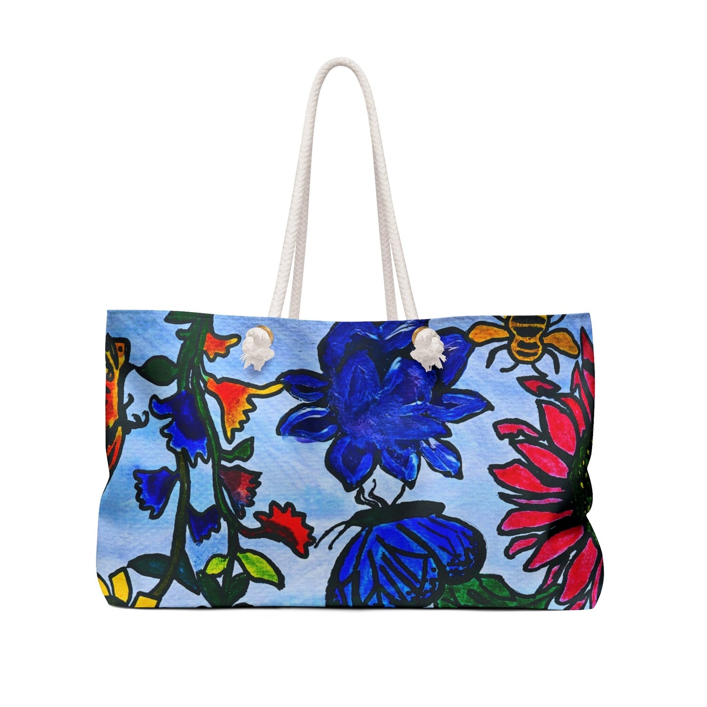 Elegant Artisan Floral Art Weekender Bag - Spring Bloom Travel Duffel, Artistic Overnight Bag