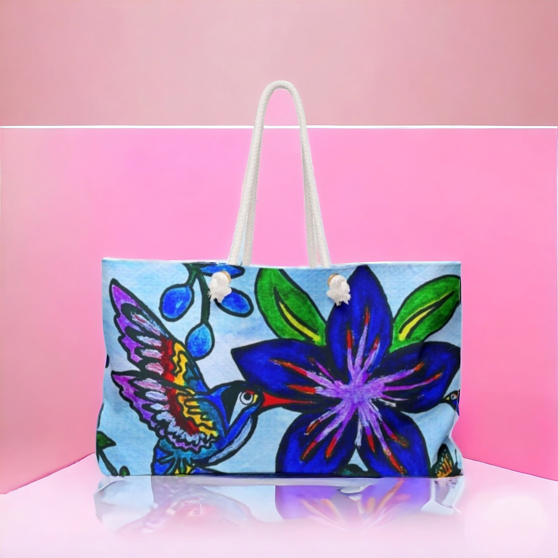 Elegant Artisan Floral Art Weekender Bag - Spring Bloom Travel Duffel, Artistic Overnight Bag