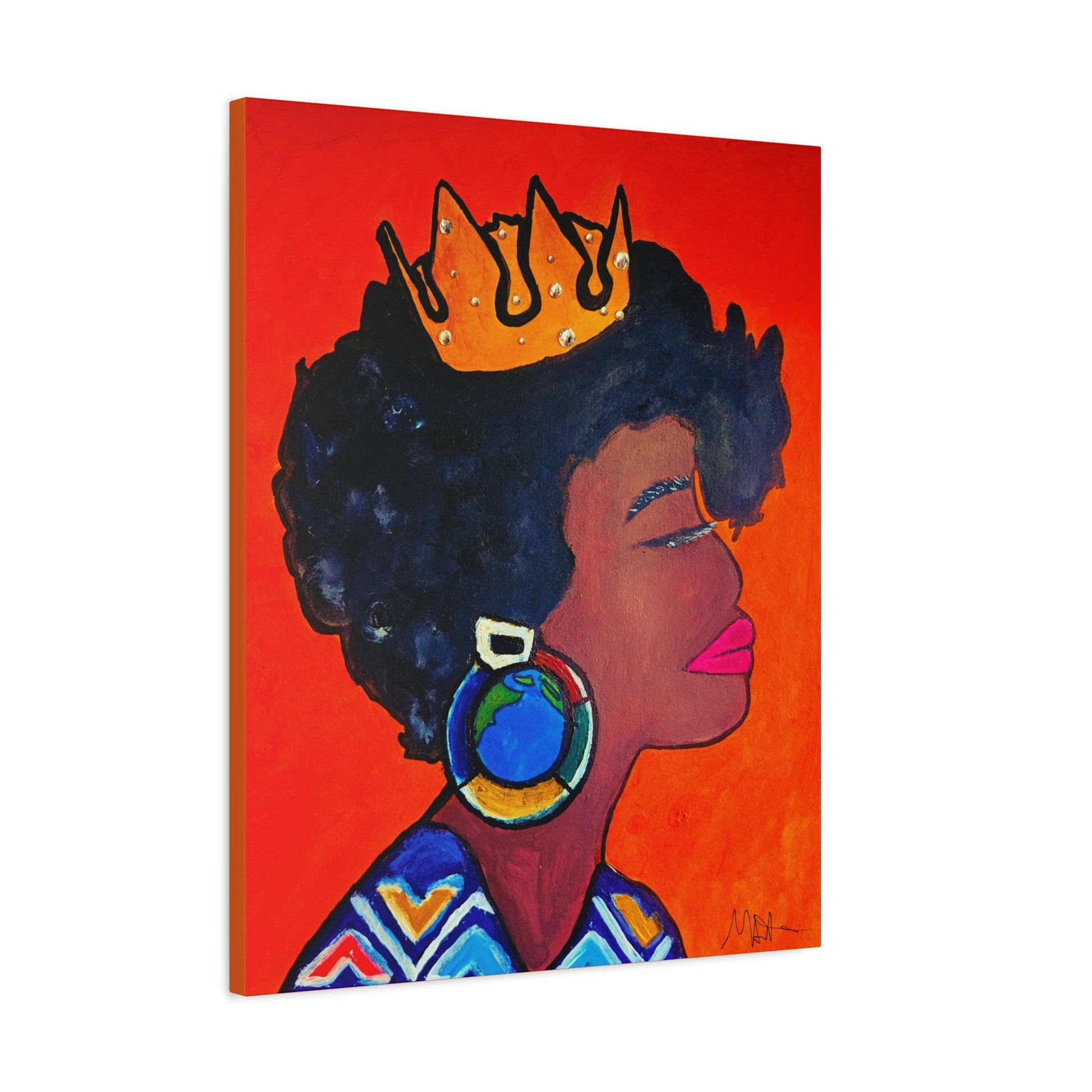 Hand-Painted Artisan Black Woman Portrait, Cultural Home Accent, Statement Piece