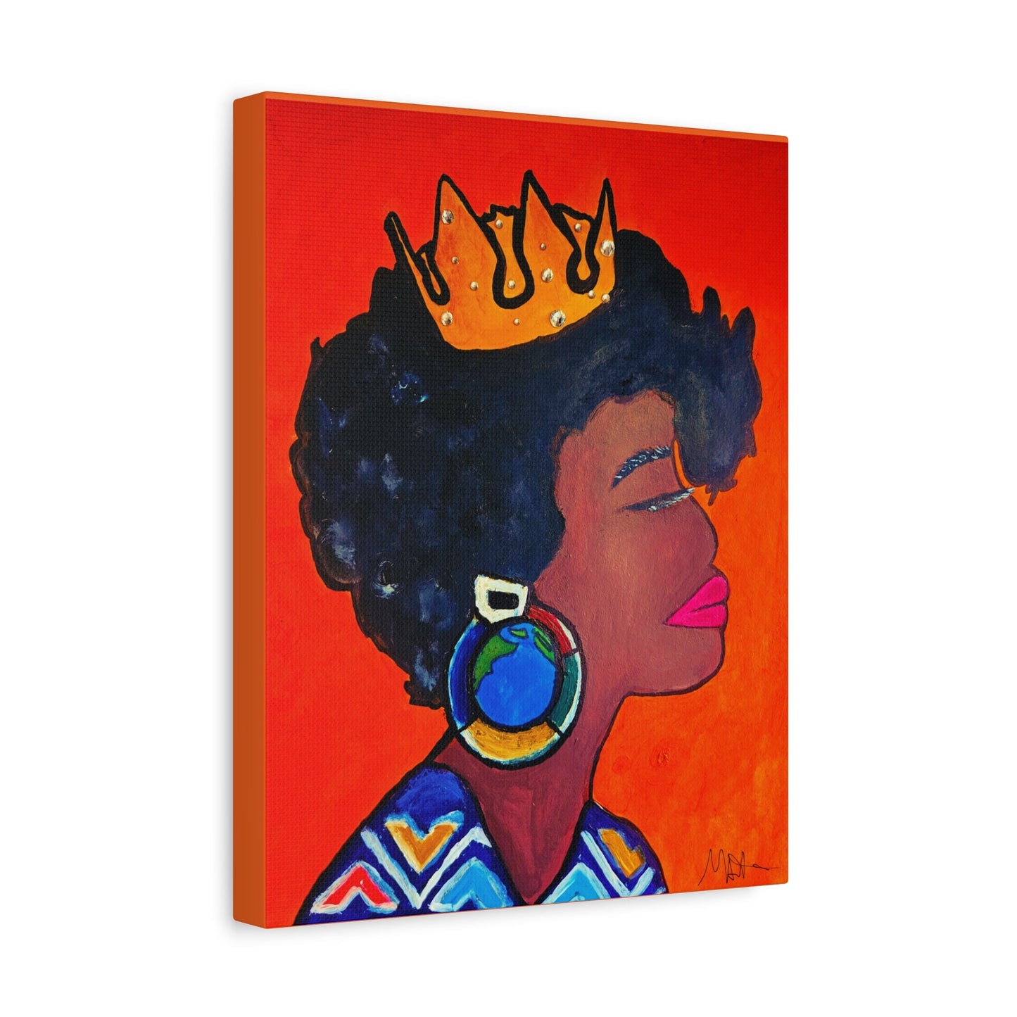 Hand-Painted Artisan Black Woman Portrait, Cultural Home Accent, Statement Piece