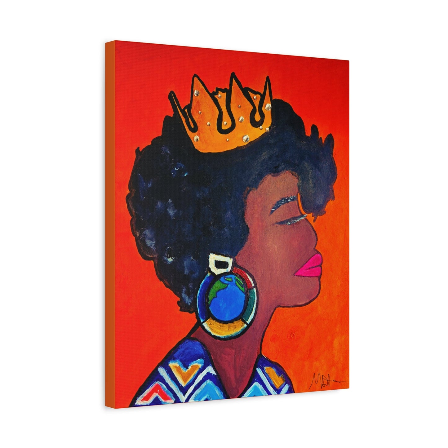 Hand-Painted Artisan Black Woman Portrait, Cultural Home Accent, Statement Piece