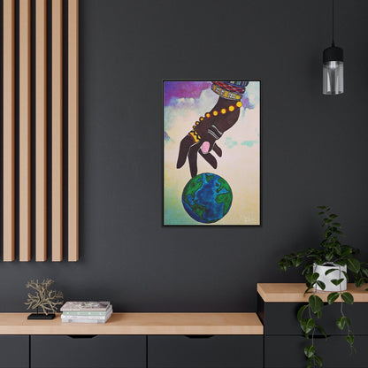 Astronomical Ethnic Wall Art - Stargazer's Dream, Cultural Celestial Scene, Vertical Frame