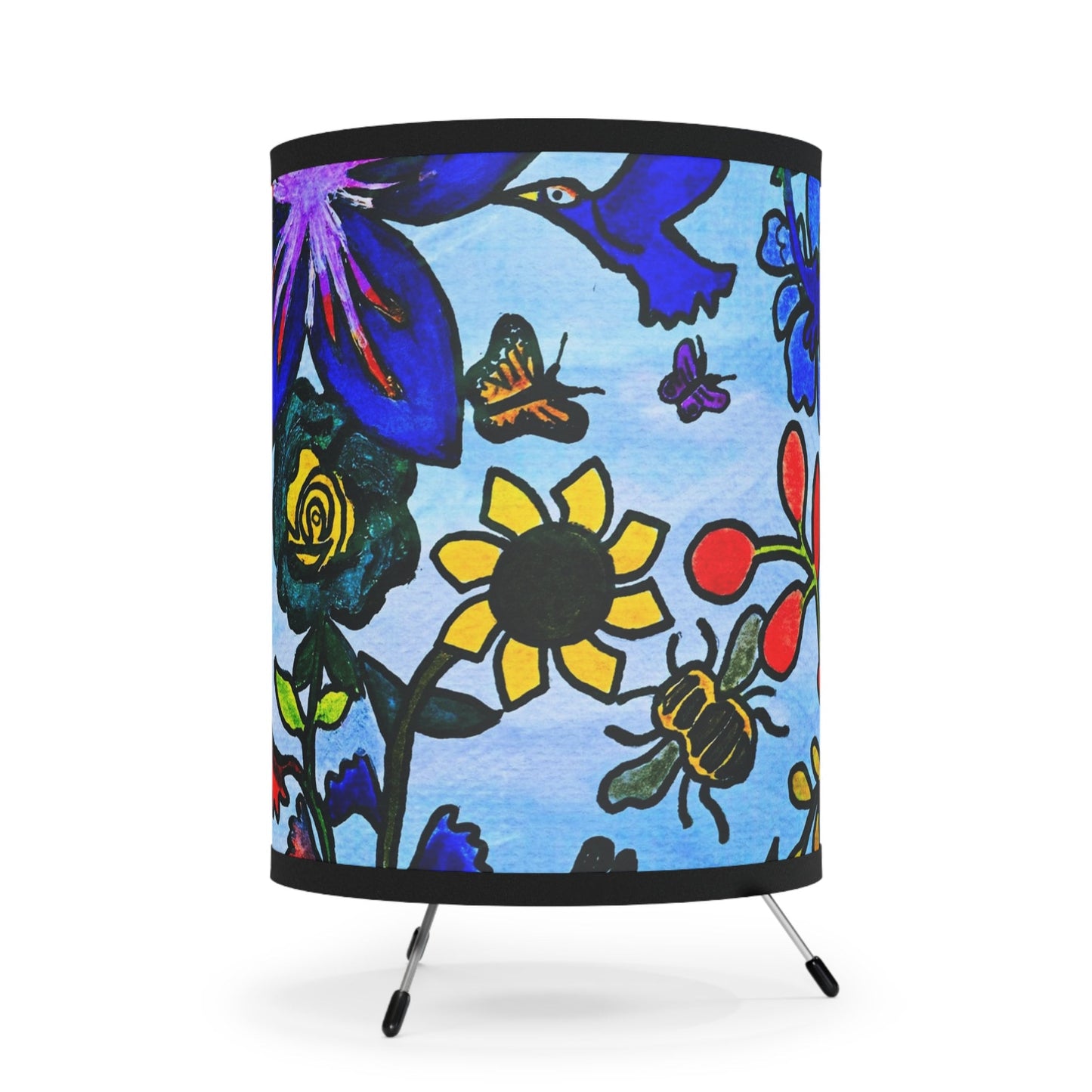 Spring Floral Themed Tripod Lamp, Artisan Crafted with High-Res Shade, Perfect Home Decor Lighting, Unique Mother's Day Gift