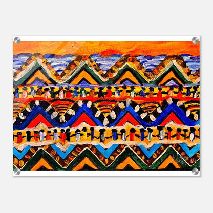 High-Quality Tribal Painting on Acrylic - Colorful, Impactful Art Print for Office & Living Space