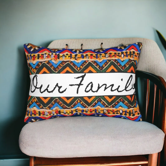 Bohemian Handcrafted Tribal Lumbar Pillow - Artisanal Textured Cushion