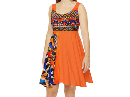 Vibrant Handcrafted Women's Skater Dress - Tribal Textile Design