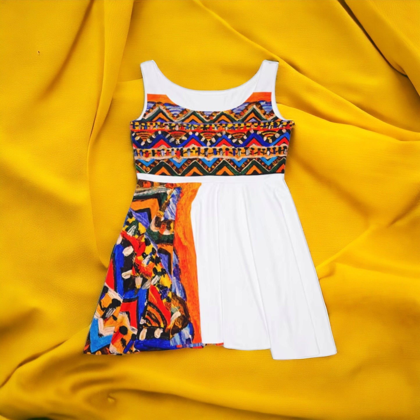 Custom Tribal Textile Skater Dress for Women - Handcrafted, Flattering Fit - Stylish Outfit for Social Events