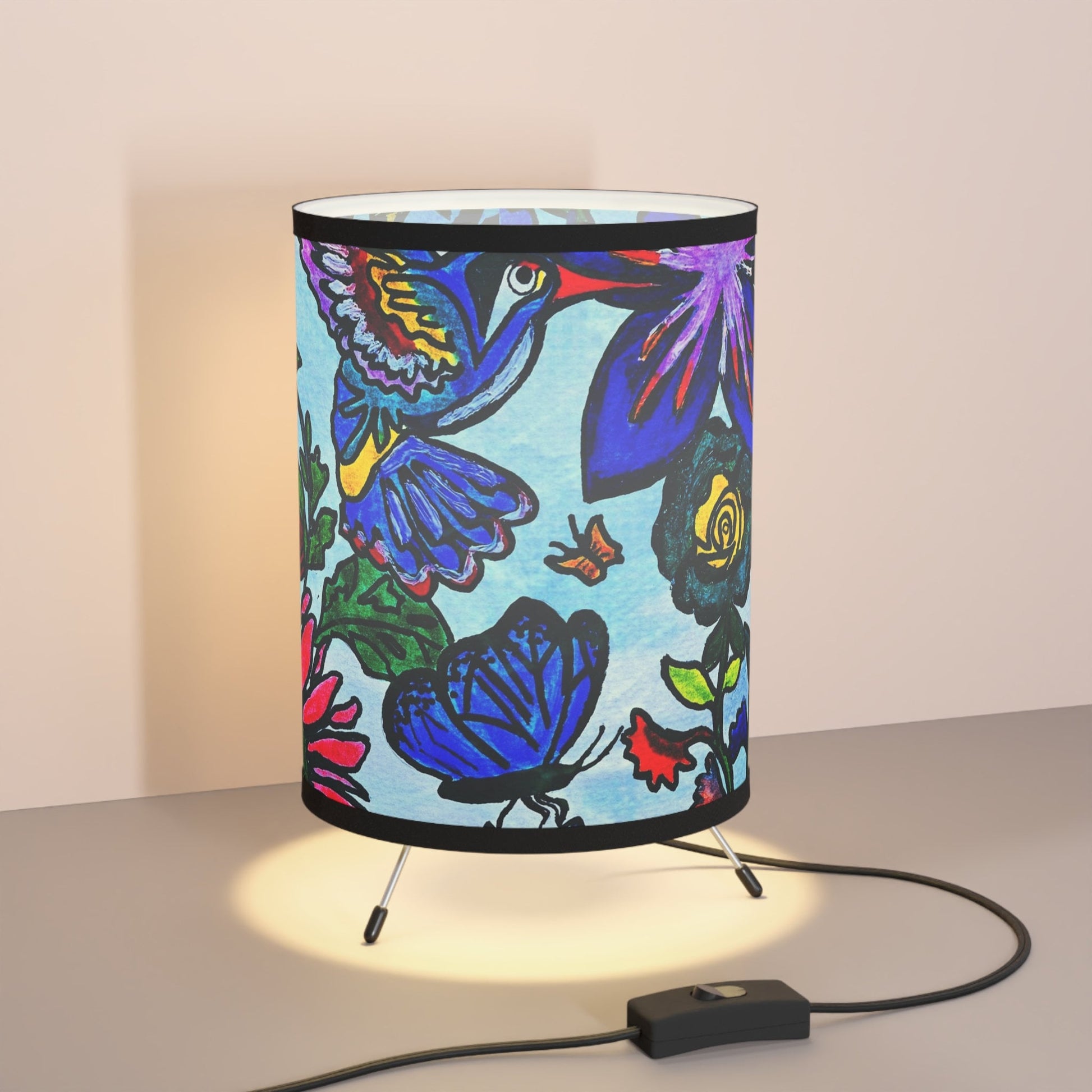 Spring Floral Themed Tripod Lamp, Artisan Crafted with High-Res Shade, Perfect Home Decor Lighting, Unique Mother's Day Gift