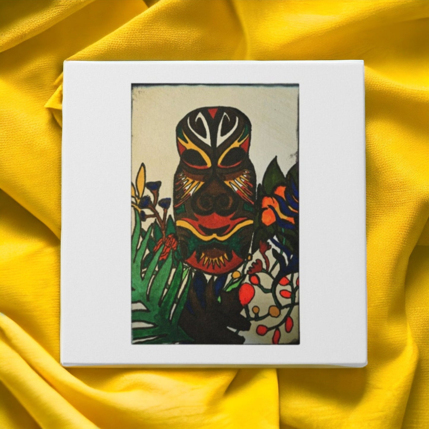 Authentic Tribal Mask Artwork - Vibrant Original Painting - Exotic Art Collector Gift