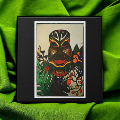 Authentic Tribal Mask Artwork - Vibrant Original Painting - Exotic Art Collector Gift