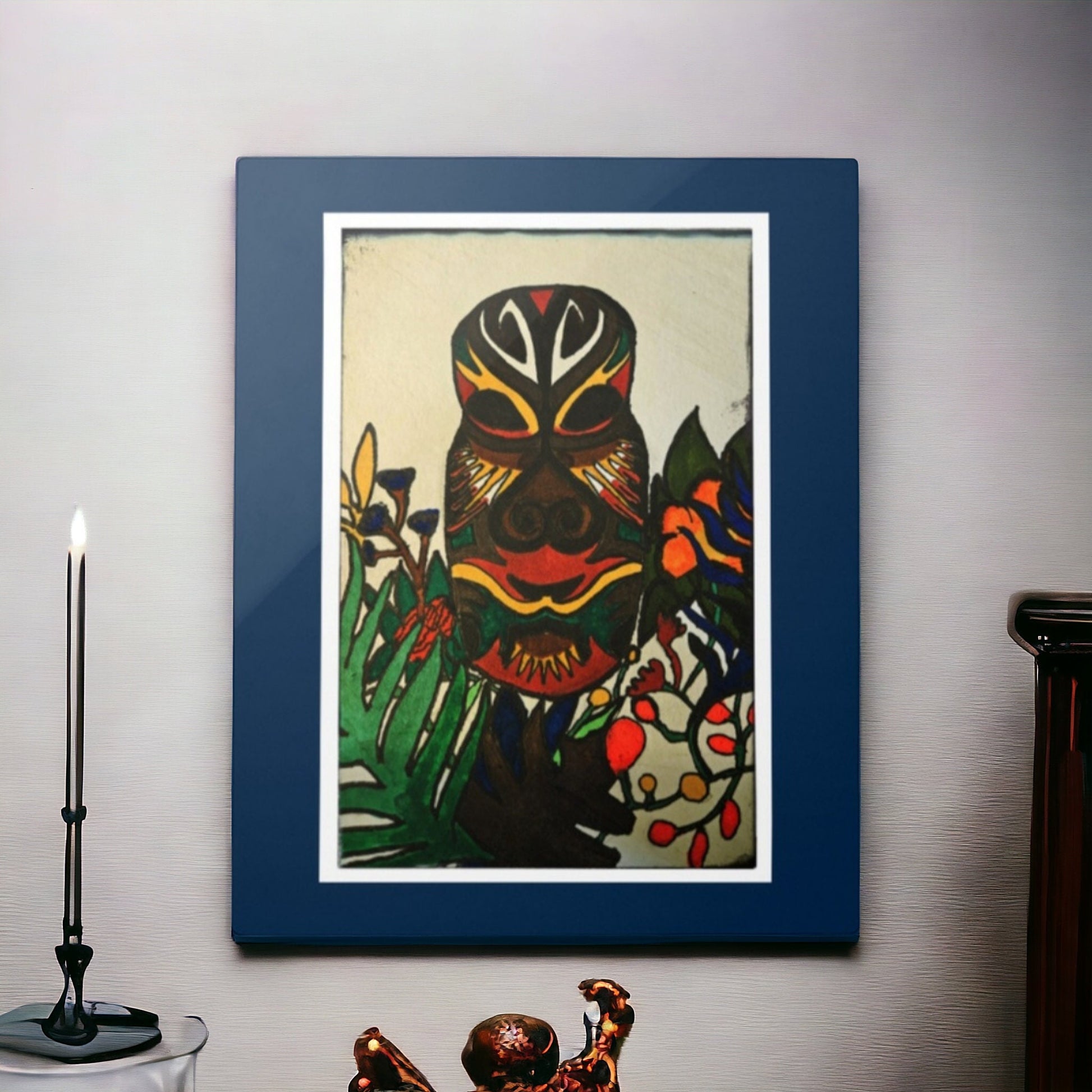 Authentic Tribal Mask Artwork - Vibrant Original Painting - Exotic Art Collector Gift