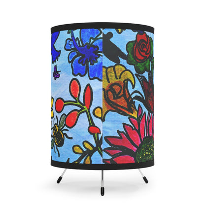 Spring Floral Themed Tripod Lamp, Artisan Crafted with High-Res Shade, Perfect Home Decor Lighting, Unique Mother's Day Gift