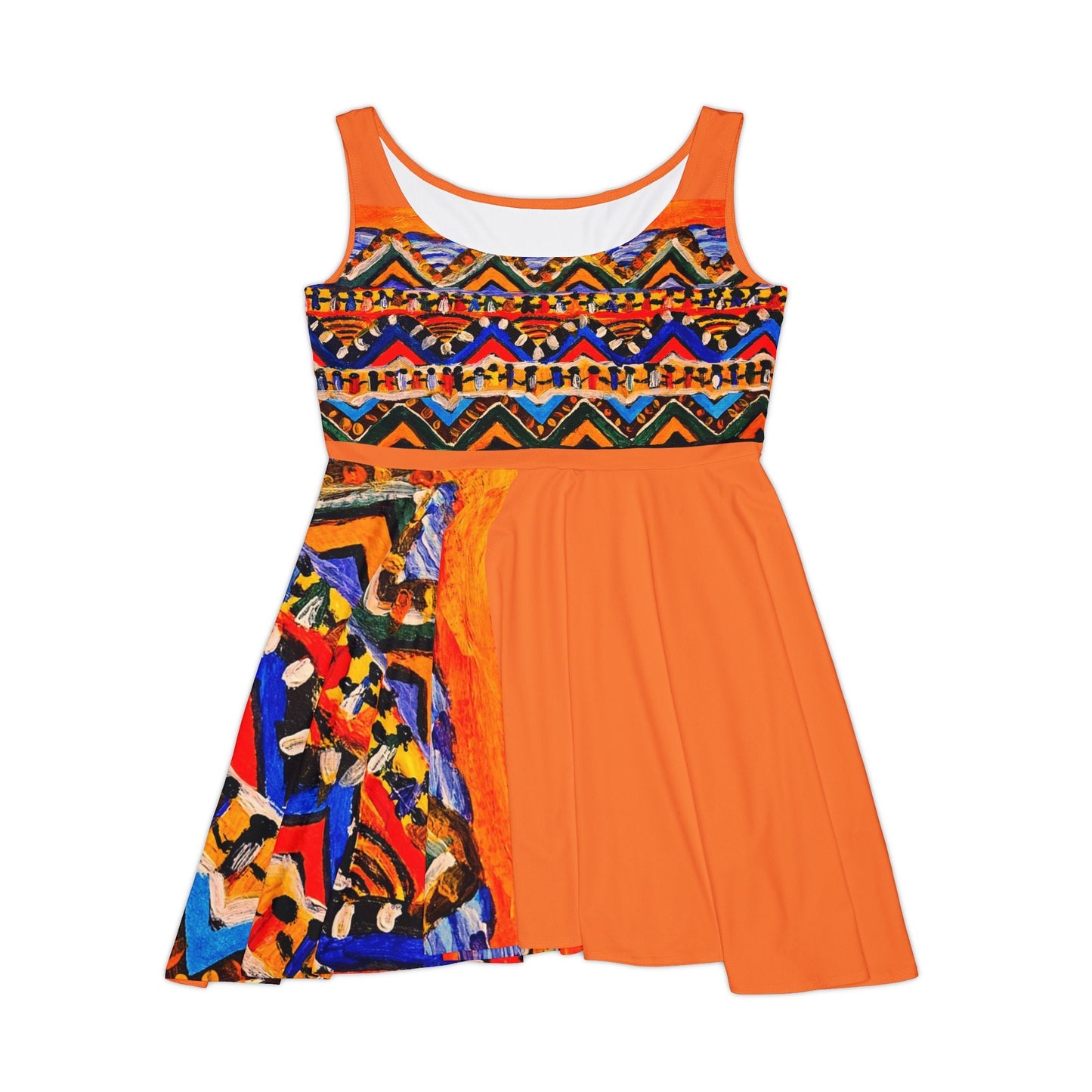 Vibrant Handcrafted Women's Skater Dress - Tribal Textile Design