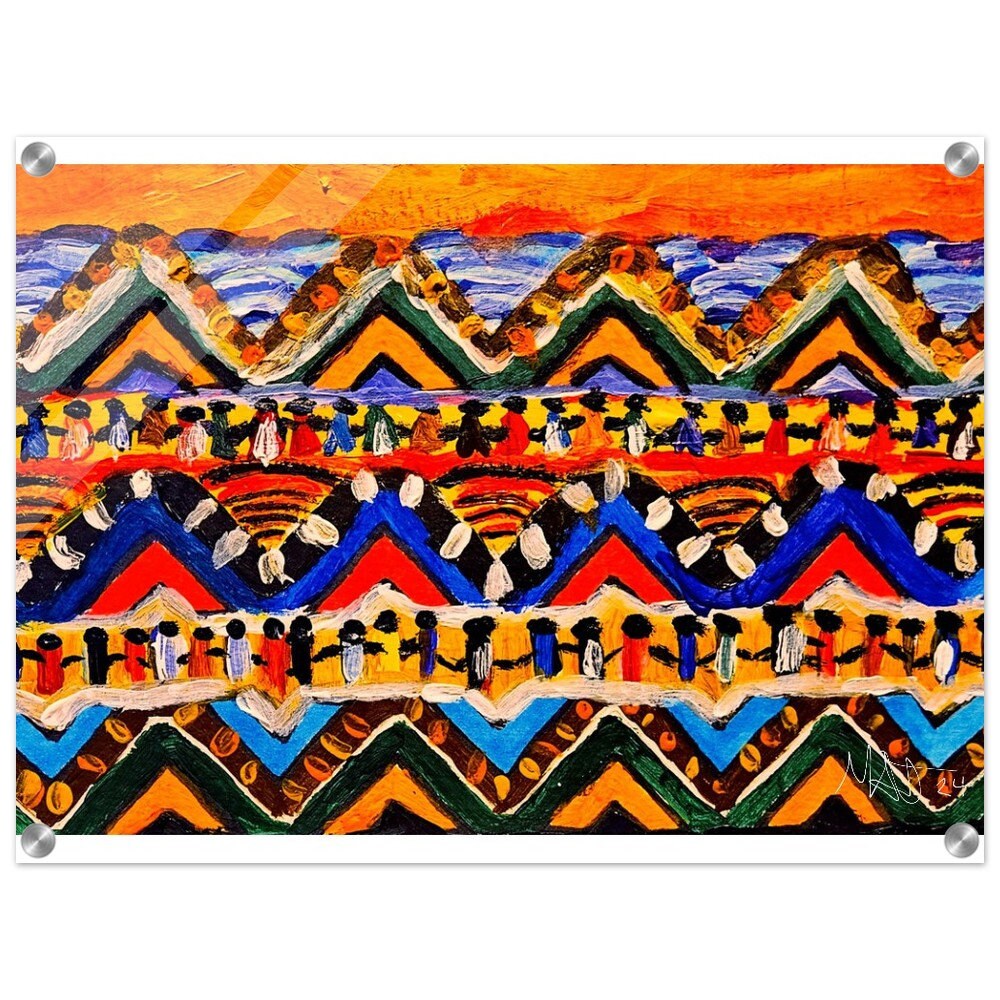 High-Quality Tribal Painting on Acrylic - Colorful, Impactful Art Print for Office & Living Space