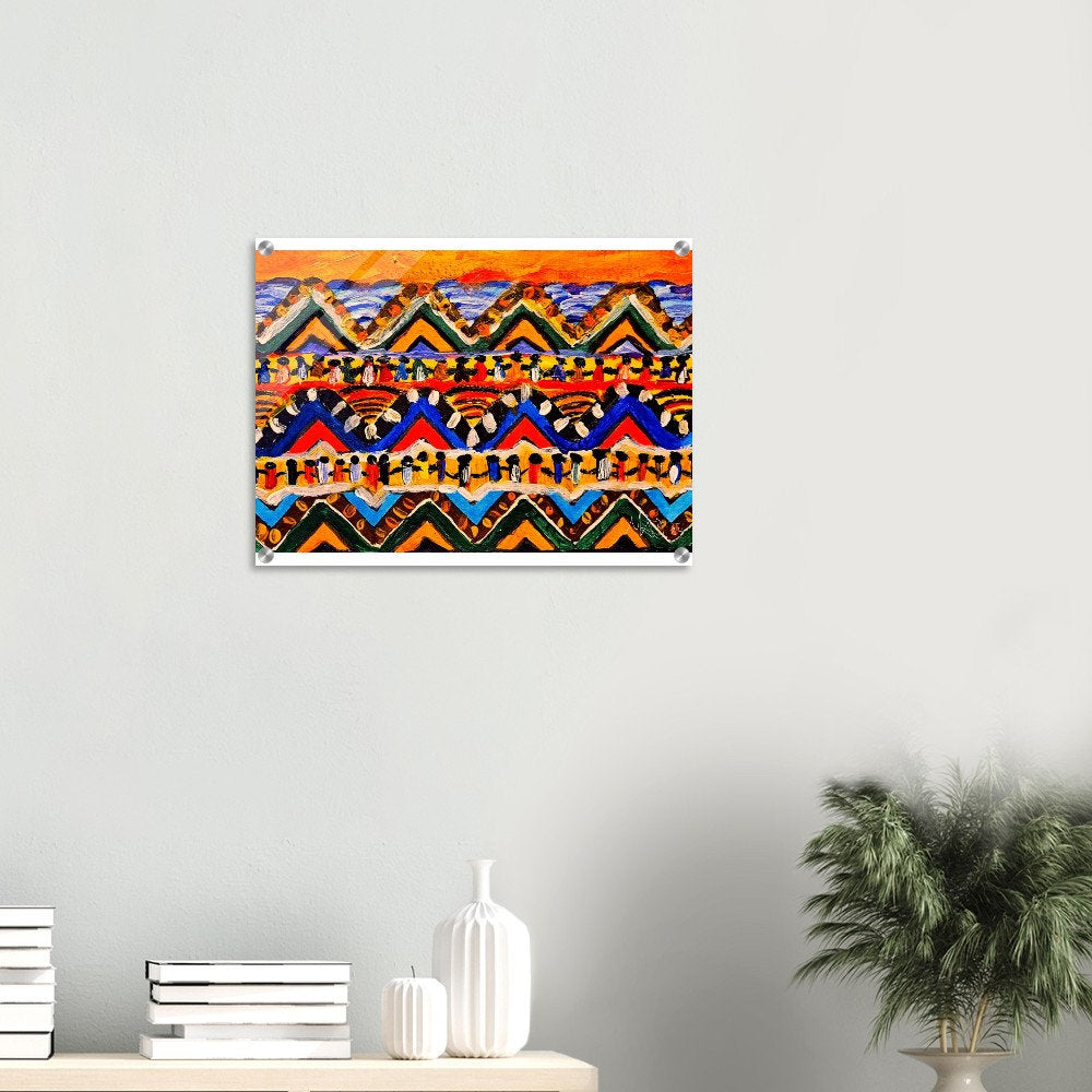 High-Quality Tribal Painting on Acrylic - Colorful, Impactful Art Print for Office & Living Space