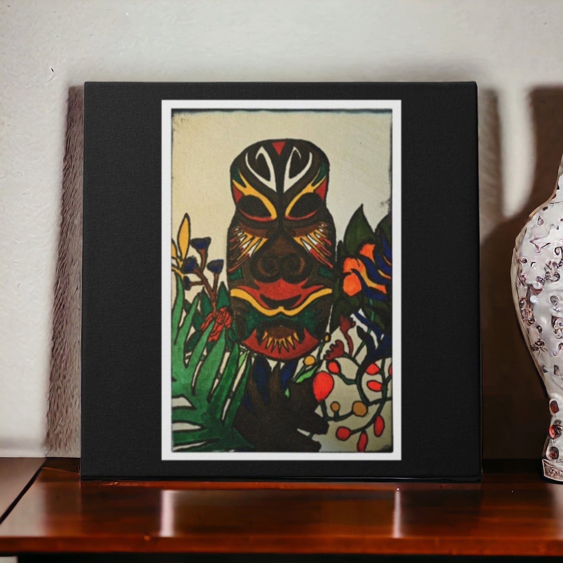 Authentic Tribal Mask Artwork - Vibrant Original Painting - Exotic Art Collector Gift