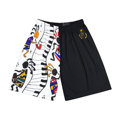 Ethnic Music-Inspired Men's Shorts - Handcrafted, Comfortable Fit Gym Apparel