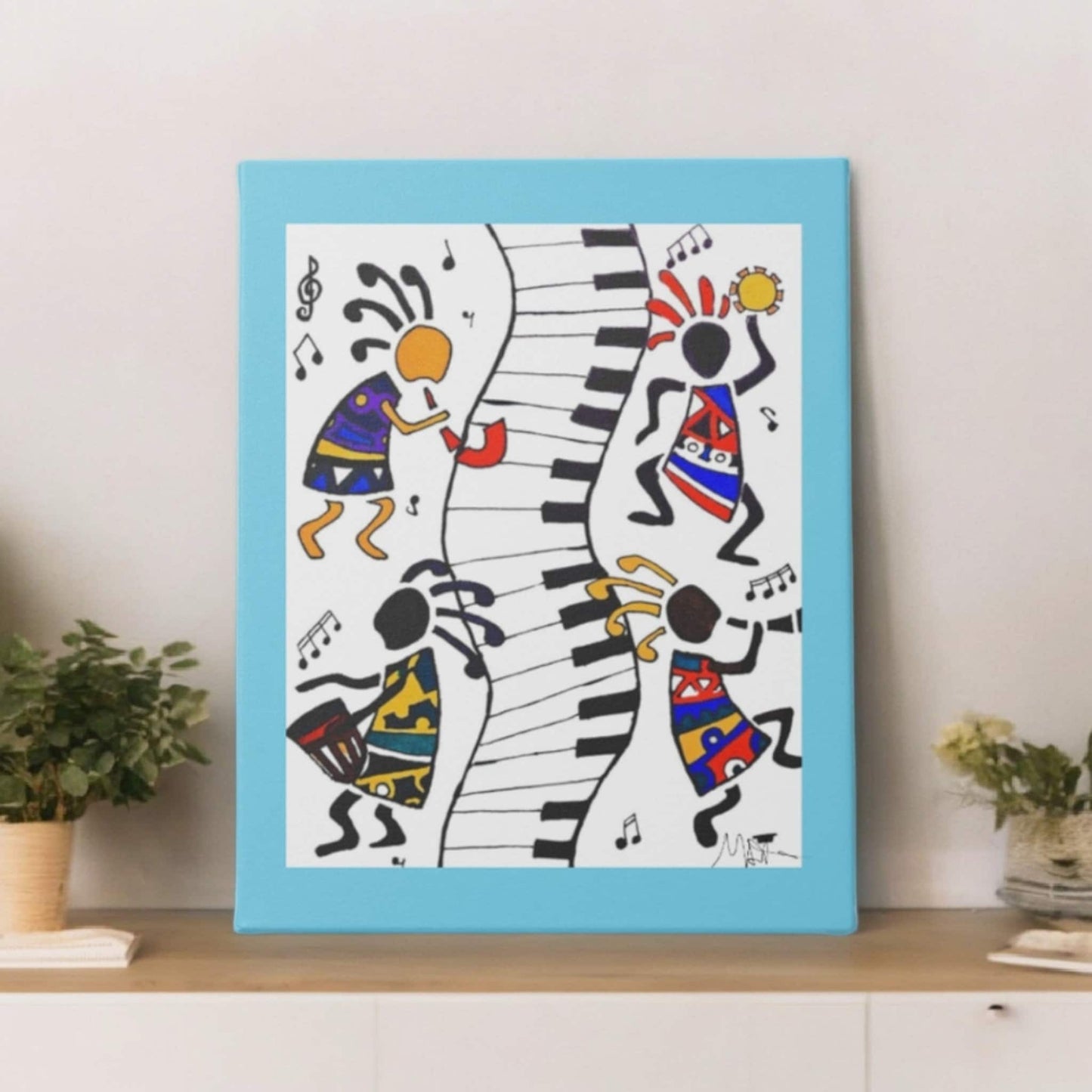 Tribal Music Wall Art, Original Hand Drawn Piece, Cultural Home Decor