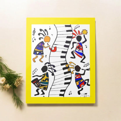 Tribal Music Wall Art, Original Hand Drawn Piece, Cultural Home Decor