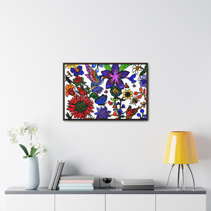 Nature Wall Art - Handcrafted Animal & Floral Canvas Wrap, Decorative Horizontal Frame