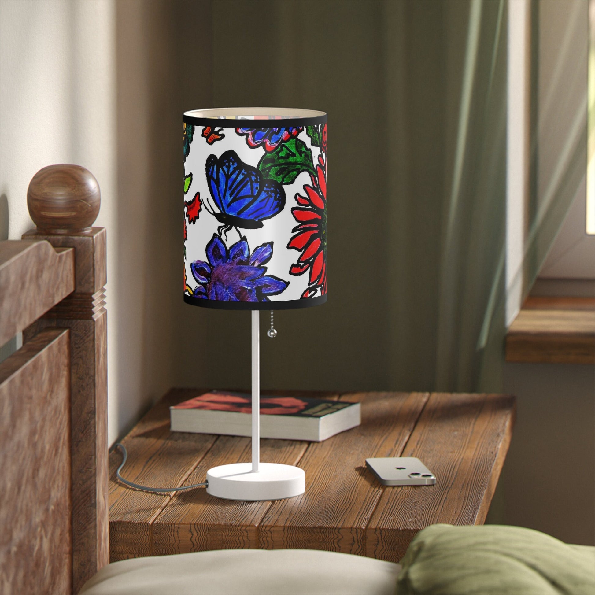 Handmade Spring Floral Tripod Lamp - Artistic Stand with US|CA Compatibility