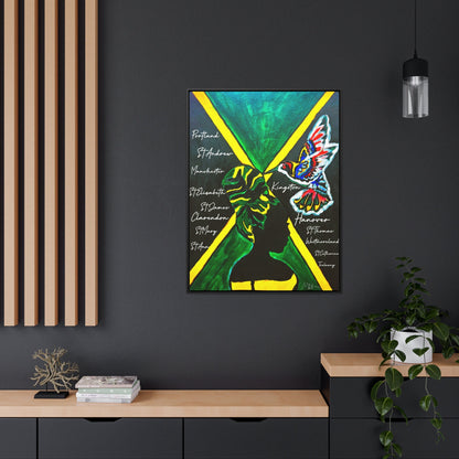 Hand-Painted Jamaican Flag Canvas Wrap - Original Vertical Frame for Living Room Art - Cultural Heritage Gift