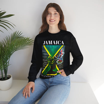 Handcrafted Graphic Sweatshirt featuring Jamaican Flag Art, Cozy Crewneck