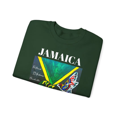 Handcrafted Graphic Sweatshirt featuring Jamaican Flag Art, Cozy Crewneck